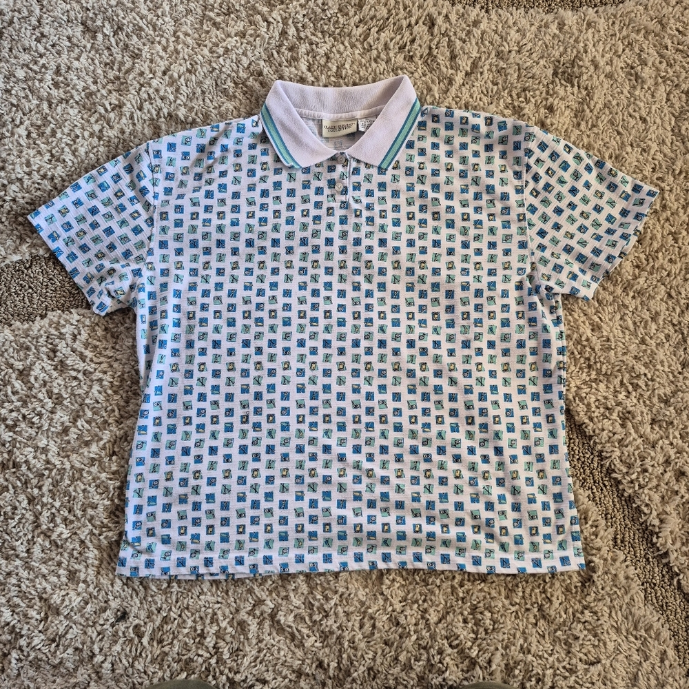 Classic Elements Collection Polo Shirt Size XL Golf Print Polo Design Classy